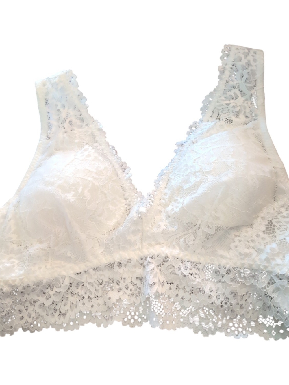 White Lace Bralette with Wide Lace Band - Women Intimates & Sleepwear